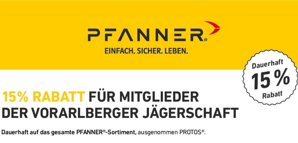 PFANNER – 15 % Rabatt für Mitglieder der Vorarlberger Jägerschaft